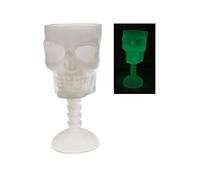 Verre tête de mort phosphorescent 18 cm - Blanc - Taille Unique