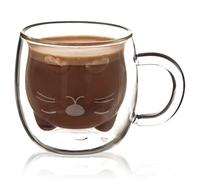 Verre thermique à double paroi - Orion - 270 ml - Motif chat - Verre borosilicate - Résistant -10°C à +210°C