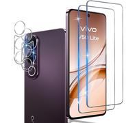 Verre Trempé 2+2 Pour Vivo V50 Lite 4g - Protection Écran 9h + Protège-Objectifs Caméra, Hd, Bord 2,5d, Oléophobe, Installation Sans Bulles