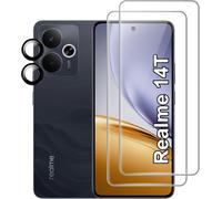 Verre Trempé 9h Pour Realme 14t 5g - Pack 2 Vitres Écran + 2 Protections Lentille Caméra, Anti-Rayures, Oléophobe, Kit D'installation