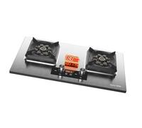 Verre Trempé/acier Inoxydable Poele A Gaz - Gaziniere Gaz, Plaque De Cuisson À Flamme Réglable Double Brûleur, Cuisinière À Gaz De Conception De Sécurité Enfant À Poussée ( Color : A , Size : LPG )