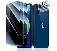 Verre Trempé Anti-Espion Pour Iphone 12 Mini, 3*Vitre Protection Ecran Protege Accessoire Et 3*Protection Camera Objectif Arriere Appareil Phot, Résistance Aux Rayures, Dureté 9h, Pas De Bulles