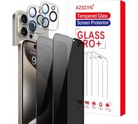 Verre Trempé Anti-Espion Pour Iphone 15 Pro Max, 3*Vitre Protection Ecran Protege Accessoire Et 3*Protection Camera Objectif Arriere Appareil Phot, Résistance Aux Rayures, Dureté 9h, Pas De Bulles