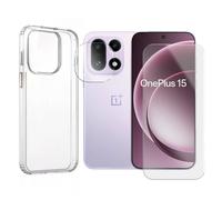 Verre Trempé compatible pour OnePlus 15 5G 6.78"" CPH2747, CPH2745, PLK110+ Verre Trempé Caméra Arrière + Coque souple silicone transparente - Visiodirect -