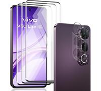 Verre Trempé Compatible Vivo V50 Lite 4g/5g - Pack 3 Films Écran + 2 Protections Caméra, 9h Anti-Rayures, Haute Transparence Et Anti-Empreintes
