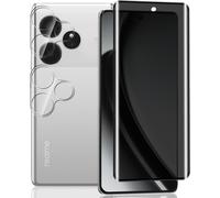 Verre Trempé Confidentialité 9h Pour Realme Gt 6 / Gt 6t 5g - 1 Film Écran Anti¿Espion + 2 Protections Objectifs Caméra, Tactile Réactif, Revêtement Oléophobe, Pose Facile