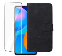 Verre trempé+Coque pour TCL 501 6.0"", Housse Etui en Cuir PU Portefeuille [Antichoc] [Fentes de Carte] [Stand Fonction] (Noir) SWYX