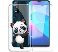 Verre Trempé + Coque Pour Vivo Y12s-Y11s-Y20s Ra63 Motif Très Mince Transparent Flexible Silicone Tpu Gel Shell Bumper