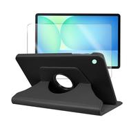 Verre trempé+ Coque rotatif en simili cuir pour Samsung Galaxy Tab S10 FE+ Plus SM-X620, SM-X626, SM-X626B 13.1""- Noir -Kivoo