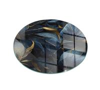 Verre Trempé de Cheminée ⌀ 100 cm Round Base de Foyer Imprimé Plaque de Protection Contre Les Étincelles Élégant Protecteur de Sol Résistant à la Chaleur - Feuilles élégantes en Texture