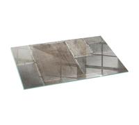 Verre Trempé de Cheminée 100x50 cm Imprimé Élégant Protecteur de Sol Rectangular Base de Foyer Résistant à la Chaleur Plaque de Protection Contre Les Étincelles - Motif de Feuille perforée