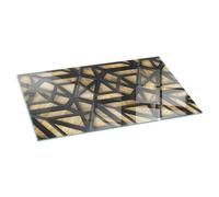Verre Trempé de Cheminée 120x60 cm Contre Les Étincelles Plaque de Protection Rectangular Base de Foyer Élégant Protecteur de Sol Imprimé Résistant à la Chaleur - Géométrie avec du Bois