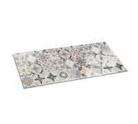 Verre Trempé de Cheminée 125x50 cm Élégant Protecteur de Sol Contre Les Étincelles Rectangular Base de Foyer Résistant à la Chaleur Imprimé Plaque de Protection - Motifs de mosaïque en Carreaux