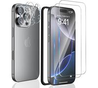 Verre Trempé Écran + Protections Lentille Iphone 16 Pro ¿ Lot 2 Écrans + 2 Lentilles, 9h Antirayures, Anti-Traces, Hd, Haute Sensibilité, Anti-Bulles