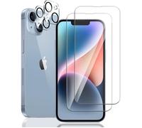 Verre Trempé pour Apple iPhone 14 + Caméra Arrière Protecteur [2+2 Pack],9H Dureté/sans Bulles/Anti Rayures,Film Protection écran