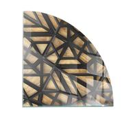 Verre Trempé pour Cheminée 1/4 100x100 cm pour Poêle Rond Résistant à la ChaleurProtecteur de Sol Imprimé Élégant Plaque de Protection Contre Les Étincelles - Géométrie avec Le Bois