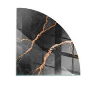 Verre Trempé pour Cheminée 1/4 100x100 cm Résistant à la ChaleurImprimé Élégant Plaque de Protection Contre Les Étincelles Protecteur de Sol pour Poêle Rond - Marbre avec des veines