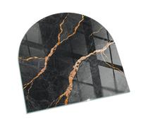 Verre Trempé pour Cheminée 100x100 cm Résistant à la ChaleurImprimé Élégant Plaque de Protection Contre Les Étincelles Protecteur de Sol pour Poêle Demi-Ronde - Marbre avec des veines