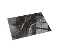 Verre Trempé pour Cheminée 100x70 cm Résistant à la ChaleurImprimé Élégant Plaque de Protection Contre Les Étincelles Protecteur de Sol pour Poêle Rond - Marbre avec des veines