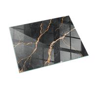 Verre Trempé pour Cheminée 120x80 cm Résistant à la ChaleurImprimé Élégant Plaque de Protection Contre Les Étincelles Protecteur de Sol pour Poêle Rond - Marbre avec des veines