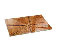 Verre Trempé pour Cheminée 140x70 cm Imprimé Élégant Protecteur de Sol Plaque de Protection Contre Les Étincelles Rond pour Poêle Résistant à la Chaleur - Grain de Bois en Coupe transversale