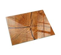 Verre Trempé pour Cheminée 60x40 cm Imprimé Élégant Protecteur de Sol Plaque de Protection Contre Les Étincelles Rectangulaire pour Poêle Résistant à la Chaleur - Grain de Bois en Coupe transversale