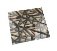 Verre Trempé pour Cheminée 60x60 cm pour Poêle Carrée Résistant à la ChaleurProtecteur de Sol Imprimé Élégant Plaque de Protection Contre Les Étincelles - Géométrie avec Le Bois