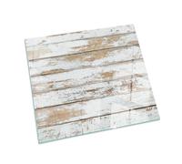 Verre Trempé pour Cheminée 60x60 cm Résistant à la ChaleurImprimé Élégant Plaque de Protection Contre Les Étincelles Protecteur de Sol pour Poêle Carrée - Une Planche de Bois endommagée