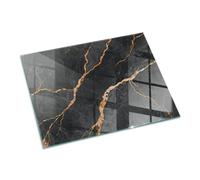 Verre Trempé pour Cheminée 80x60 cm Résistant à la Chaleur Imprimé Élégant Plaque de Protection Contre Les Étincelles Protecteur de Sol pour Poêle Rectangulaire - Marbre avec des veines