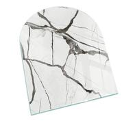 Verre Trempé pour Cheminée 80x70 cm Arc pour Poêle Résistant à la Chaleur Imprimé Élégant Plaque de Protection Contre Les Étincelles Protecteur de Sol - Modèle de veine de marbre