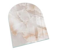 Verre Trempé pour Cheminée 80x70 cm pour Poêle Arc Résistant à la Chaleur Protecteur de Sol Imprimé Élégant Plaque de Protection Contre Les Étincelles - Motif en Pierre Naturelle