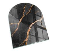 Verre Trempé pour Cheminée 80x70 cm Résistant à la Chaleur Imprimé Élégant Plaque de Protection Contre Les Étincelles Protecteur de Sol pour Poêle Arc - Marbre avec des veines