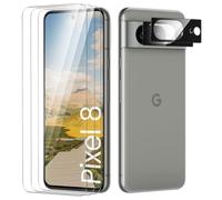 Verre Trempé pour Google Pixel 8 Plein écran, Affaire Classée Protection écran, Bord à Bord, sans Bulle, Anti-Scratch, 3 Pièces Verre Trempé + 2 Pièces Caméra Protection écran