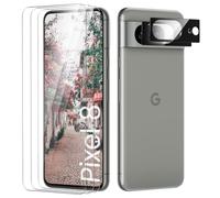 Verre Trempé pour Google Pixel 8 Plein écran, Affaire Classée Protection écran, Bord à Bord, sans Bulle, Anti-Scratch, 3 Pièces Protection écran + 2 Pièces Caméra Protection écran