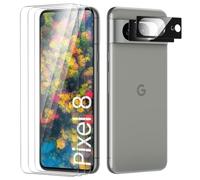 Verre Trempé pour Google Pixel 8 Plein écran, Affaire Classée Protection écran, Bord à Bord, sans Bulle, Anti-Scratch, 3 Pièces Protection écran + 2 Pièces Caméra Protection écran