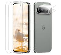 Verre Trempé pour Google Pixel 9 Pro Plein écran, Affaire Classée Protection écran, Bord à Bord, sans Bulle, Anti-Scratch, 3 Pièces Verre Trempé + 2 Pièces Caméra Protection écran