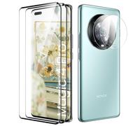 Verre Trempé pour Honor Magic 4 Pro Plein écran, Affaire Classée Protection écran, Bord à Bord, sans Bulle, Anti-Scratch, 2 Pièces Verre Trempé + 2 Pièces Caméra Protection écran