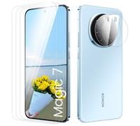 Verre Trempé pour Honor Magic 7 Plein écran, Affaire Classée Protection écran, Bord à Bord, sans Bulle, Anti-Scratch, 2 Pièces Verre Trempé + 2 Pièces Caméra Protection écran