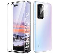 Verre Trempé pour Huawei P40 Pro Plein écran, Affaire Classée Protection écran, Bord à Bord, sans Bulle, Anti-Scratch, 2 Pièces Protection écran + 2 Pièces Caméra Protection écran