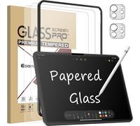 Verre Trempé Pour Ipad Pro 11 Pouces M4 2024 Protection Écran Papered, 2 Pièces Feel Like Paper Film En Vitre Protection Effet Papier + 2 Pièces Protection Caméra, Antireflet