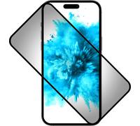 Verre trempé pour iPhone 16 Pro Max, protection intégrale de l'intimité fixe, transparent avec cadre noir