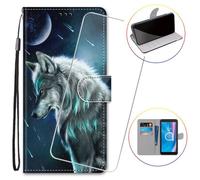 Verre Trempé+Pour Oppo A53 4G-Oppo A53s 6.5"" Etui Loup Housse Téléphone PU à rabat Cuir Portefeuille [U]