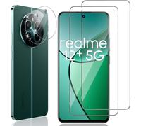 Verre Trempé Pour Realme 12 Plus / 12+ / Realme 12 4G,2 Pièces Protection Écran Film Avec 2 Pièces Caméra Arrière Protecteur,Dureté 9H Film Objectif Ultra Hd Vitre Trempé