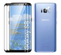 Verre Trempé pour Samsung Galaxy S8 Plein écran, Affaire Classée Protection écran, Bord à Bord, sans Bulle, Anti-Scratch, 2 Pièces Verre Trempé + 2 Pièces Caméra Protection écran