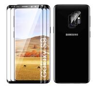 Verre Trempé pour Samsung Galaxy S9 Plein écran, Affaire Classée Protection écran, Bord à Bord, sans Bulle, Anti-Scratch, 2 Pièces Verre Trempé + 2 Pièces Caméra Protection écran