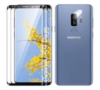 Verre Trempé pour Samsung Galaxy S9 Plus Plein écran, Affaire Classée Protection écran, Bord à Bord, sans Bulle, Anti-Scratch, 2 Pièces Verre Trempé + 2 Pièces Caméra Protection écran
