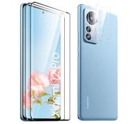 Verre Trempé pour Xiaomi 12 Pro Plein écran, Affaire Classée Protection écran, Bord à Bord, sans Bulle, Anti-Scratch, 2 Pièces Verre Trempé + 2 Pièces Caméra Protection écran