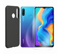 Verre trempé Protection Ecran + Coque de protection pour Huawei P30 Lite 6.15"" Coque souple silicone Noir-Juanio-