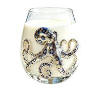 Verrerie à rayures bleues, 420 ml, art côtier nouveauté 2D | Animaux marins - Verre à vin pour eau glacée, lait, café, pendaison de crémaillère, maison et bureau