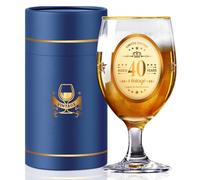 Verres à bière personnalisés pour 40e anniversaire pour lui, 450 ml, tasse à bière personnalisée avec dessous de verre en bois pour homme, papa, mari, frères, amis, petit ami, coffret cadeau (40)